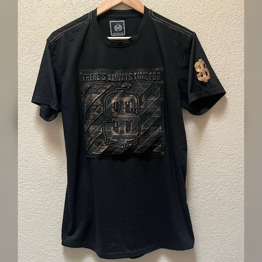 CR-24 Chrome Edge Men's Money Shirt Black/Copper Metallic Color Design Size-M